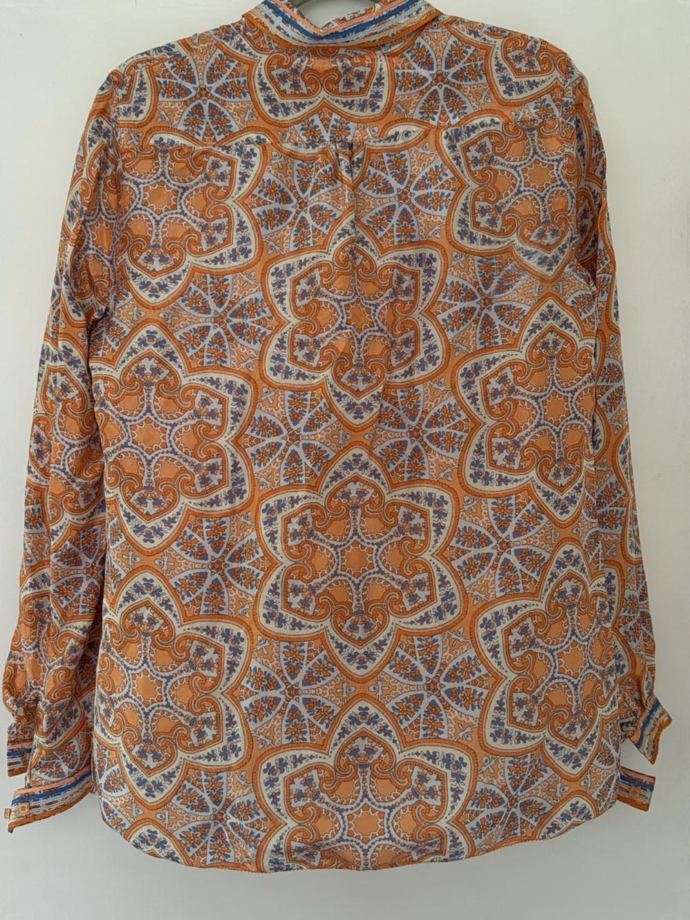 Sigrid Olsen Orange Paisley Button-Down with Blue Accents - Picture 4 of 5